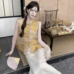 【预购】新中式立领刺绣马甲